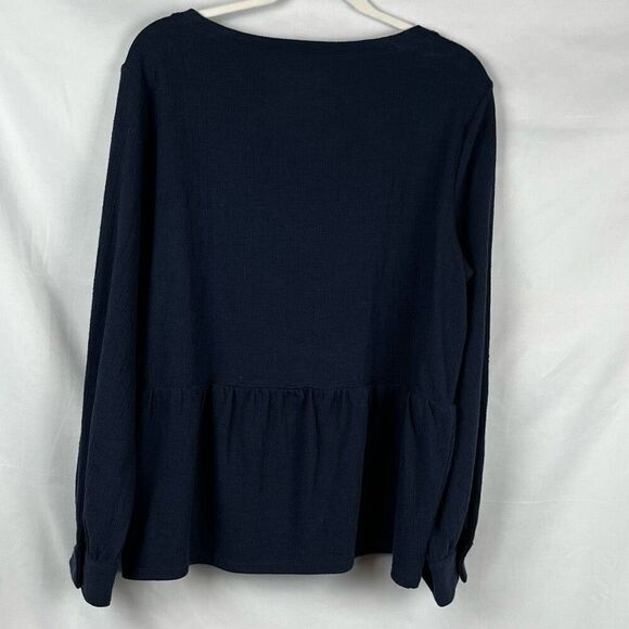 Loft Outlet Navy Blue Peplum Knit Sweater XL - Picture 3 of 11